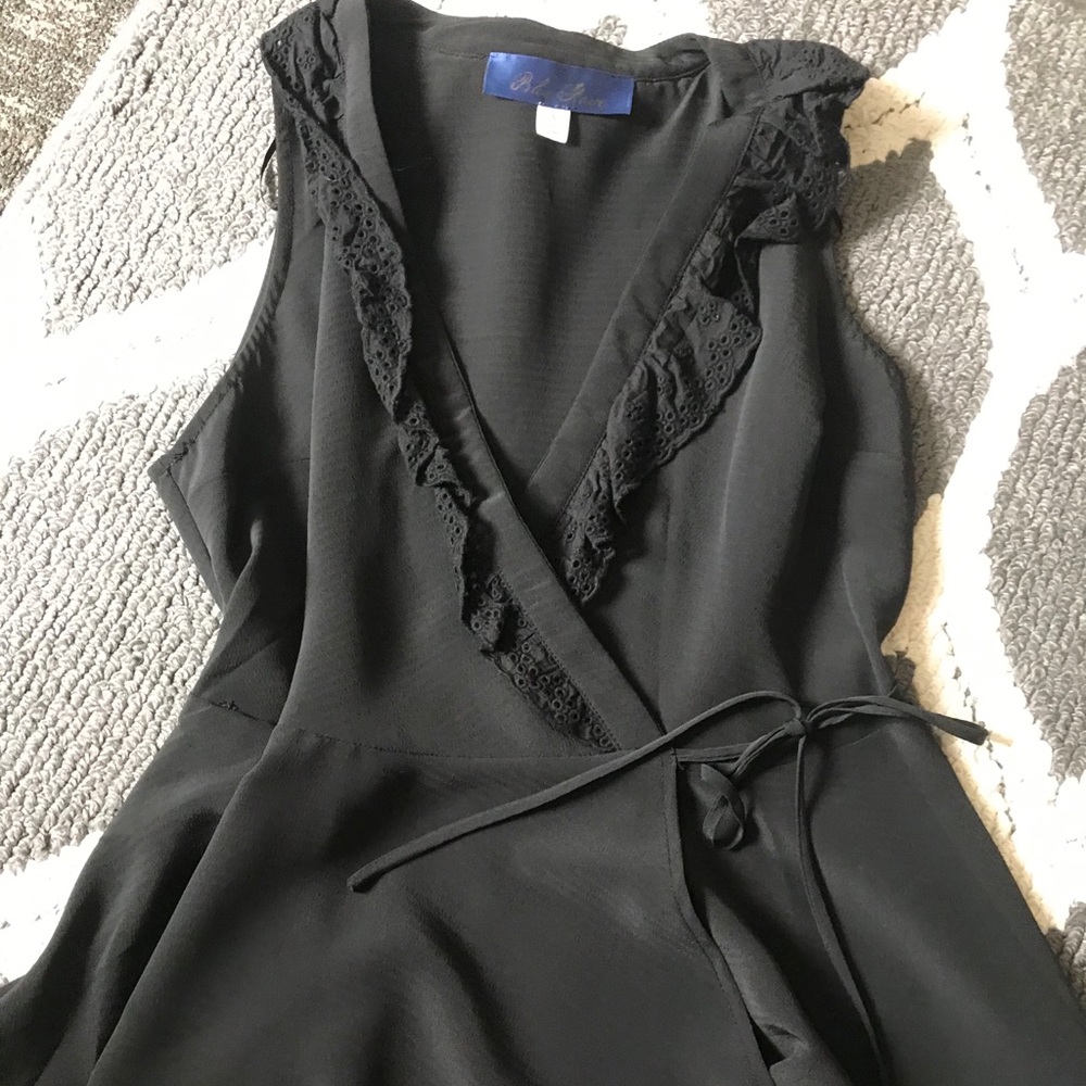 Francesca’s Black Eyelet Detail Wrap Top